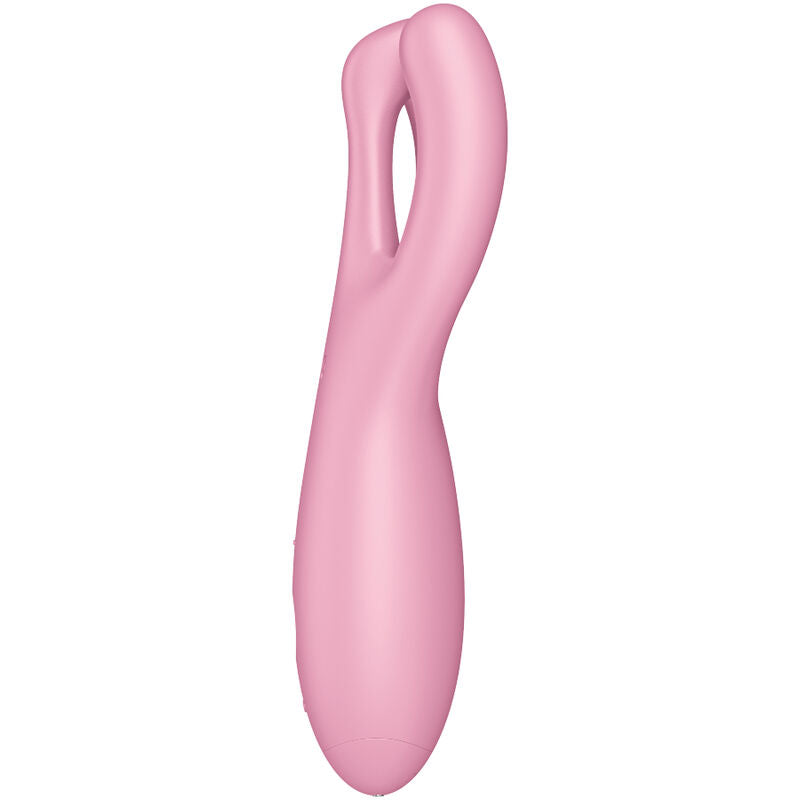 SATISFYER - Threesome 4 vibrator cu aplicație roz