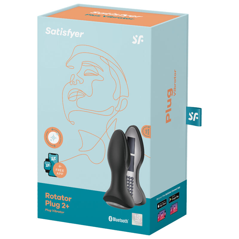 SATISFYER - Rotator Plug 2+ plug vibrator cu aplicație negru
