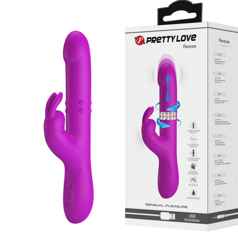 PRETTY LOVE - Reese – vibrator cu rotație, mov