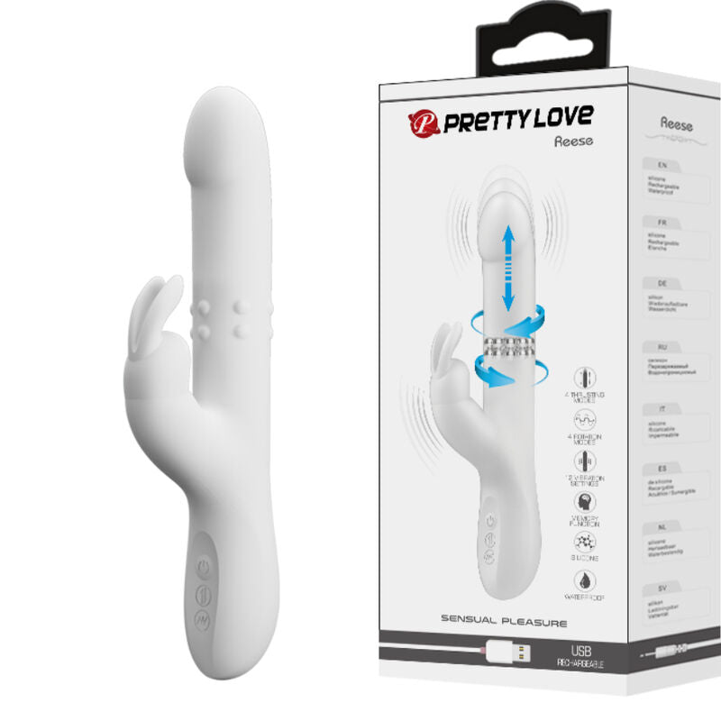 PRETTY LOVE - Reese – vibrator cu rotație, argintiu