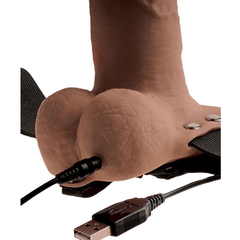 Fetish Fantasy Series – ham ajustabil, penis realist cu testicule reîncărcabil + vibrator 15 cm