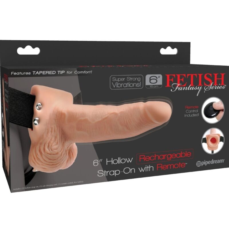FETISH FANTASY SERIES - Ham ajustabil cu telecomandă, penis realist cu testicule reîncărcabile și vibrator 15 cm