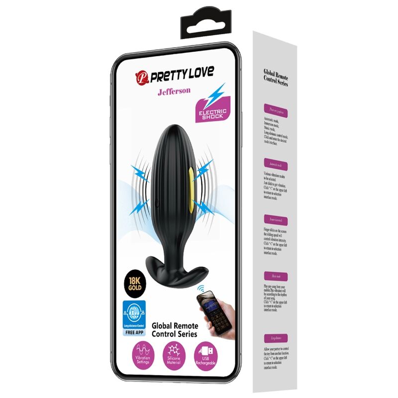 Pretty Love – Jefferson, buttplug controlat prin app, negru