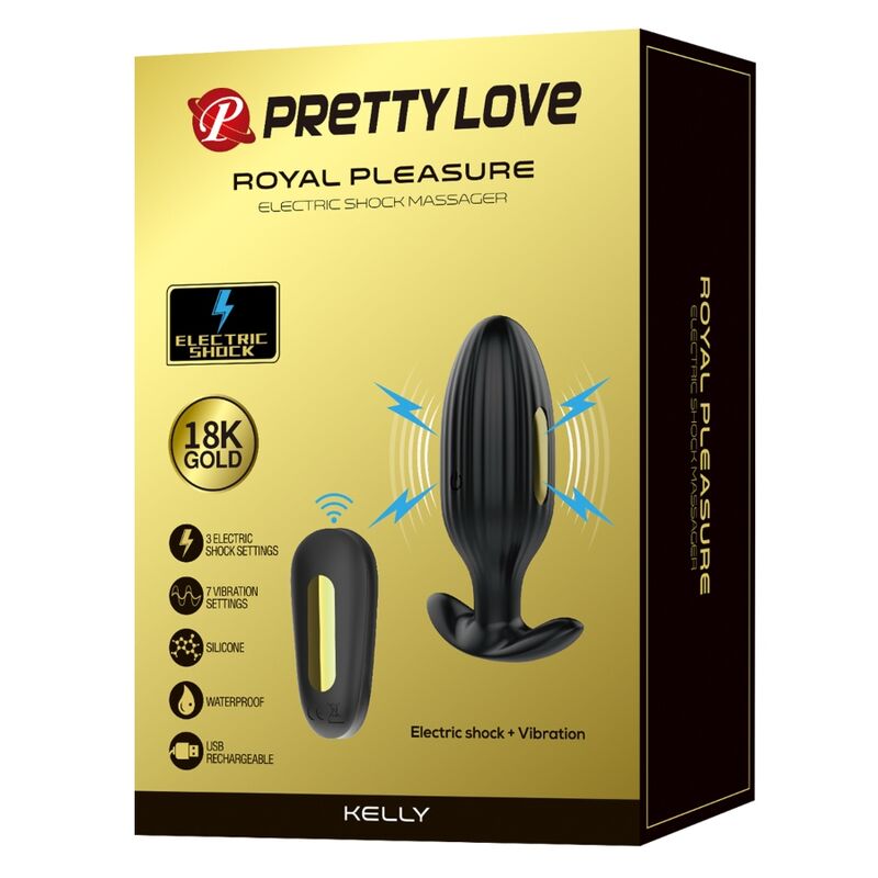 Pretty Love – Kelly, buttplug vibrator reîncărcabil, negru