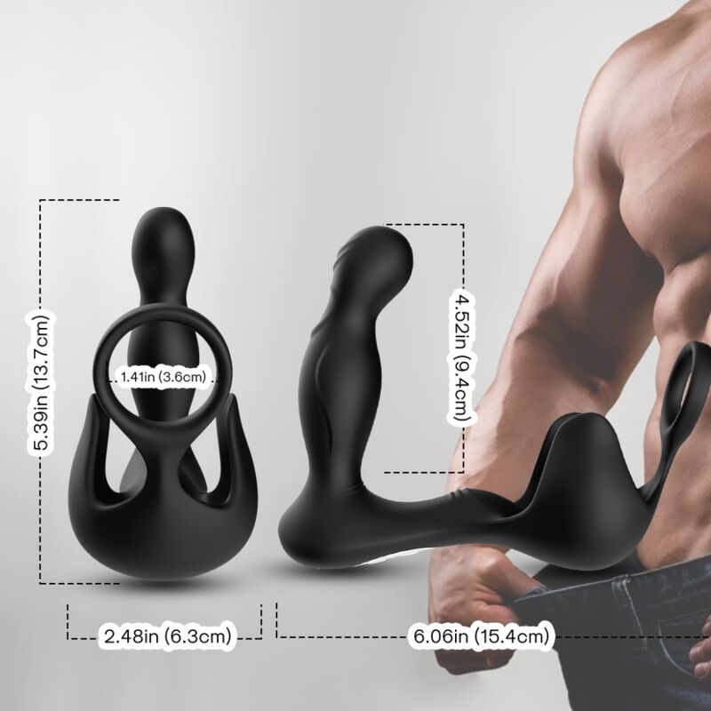 Armony – Vibrator anal Surround & stimulator testicule + inel, telecomandă, negru