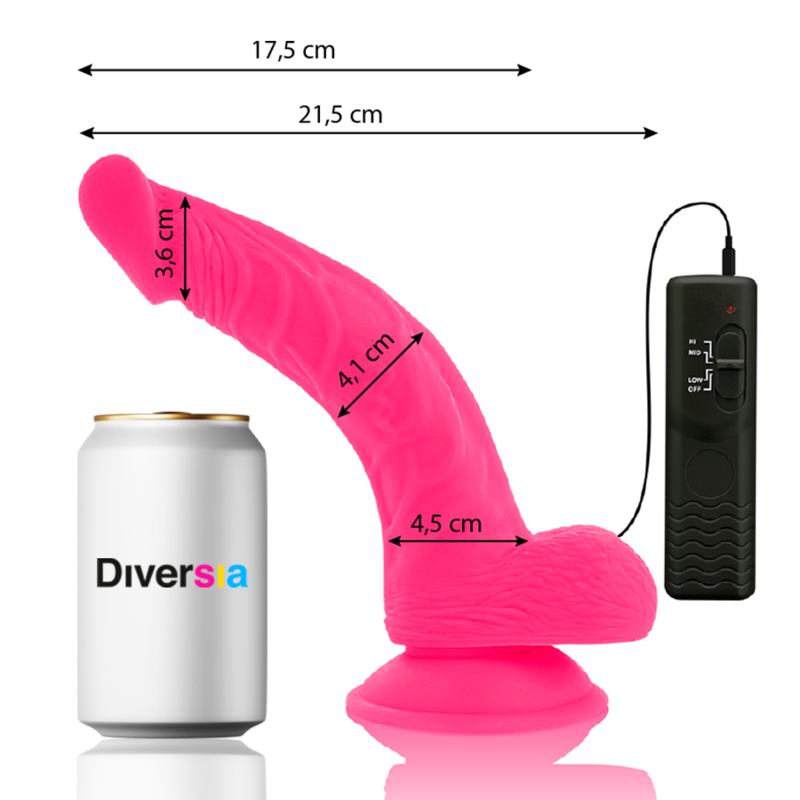 Diversia – dildo flexibil cu vibrații, roz, 21,5 cm (⌀ 4,5 cm)