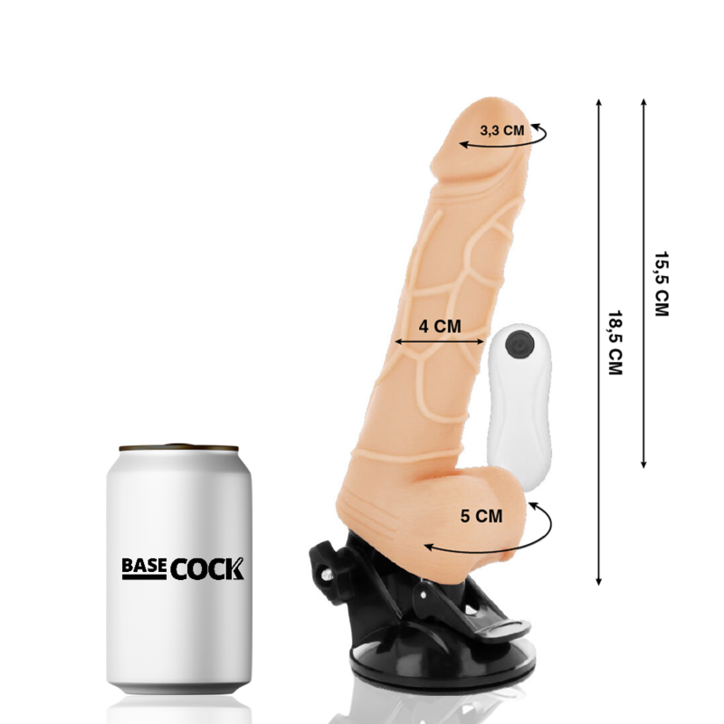 BASECOCK - Vibrator realist cu telecomandă culoare carne 18,5 cm Ø 4 cm