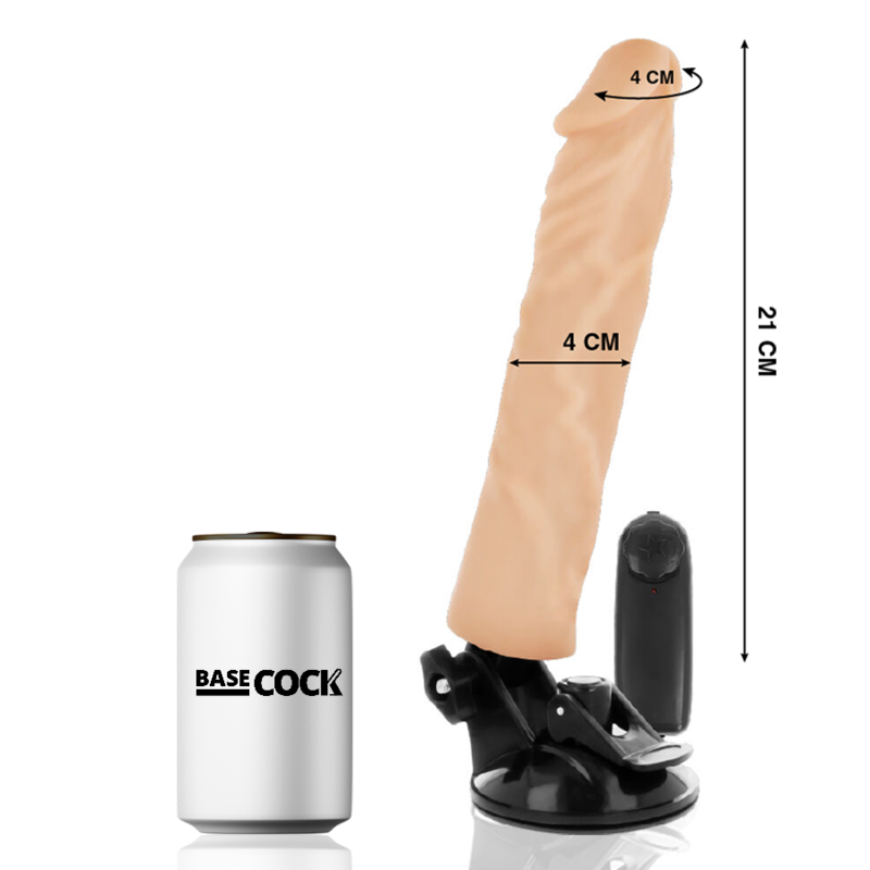 BASECOCK - vibrator realist telecomandă flesh 21 cm Ø 4 cm
