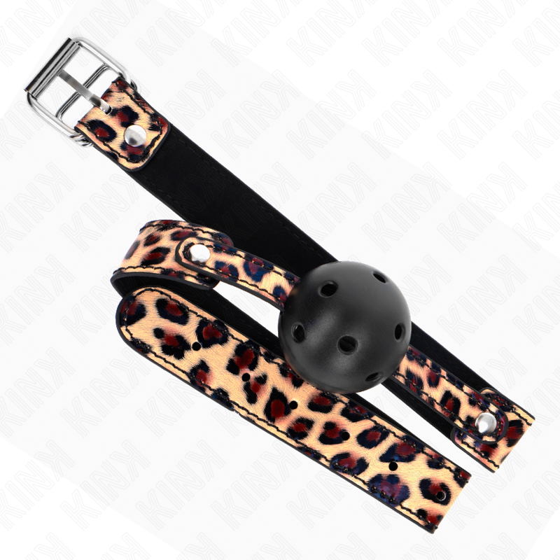 Kink – Gag bilă respirabilă 4,5 cm, leopard, curea 65 × 2,5 cm