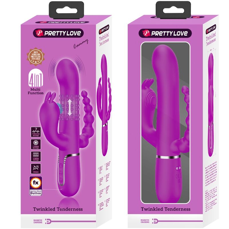 Pretty Love – Cammy, vibrator triplu, multifuncție 4-în-1, roz