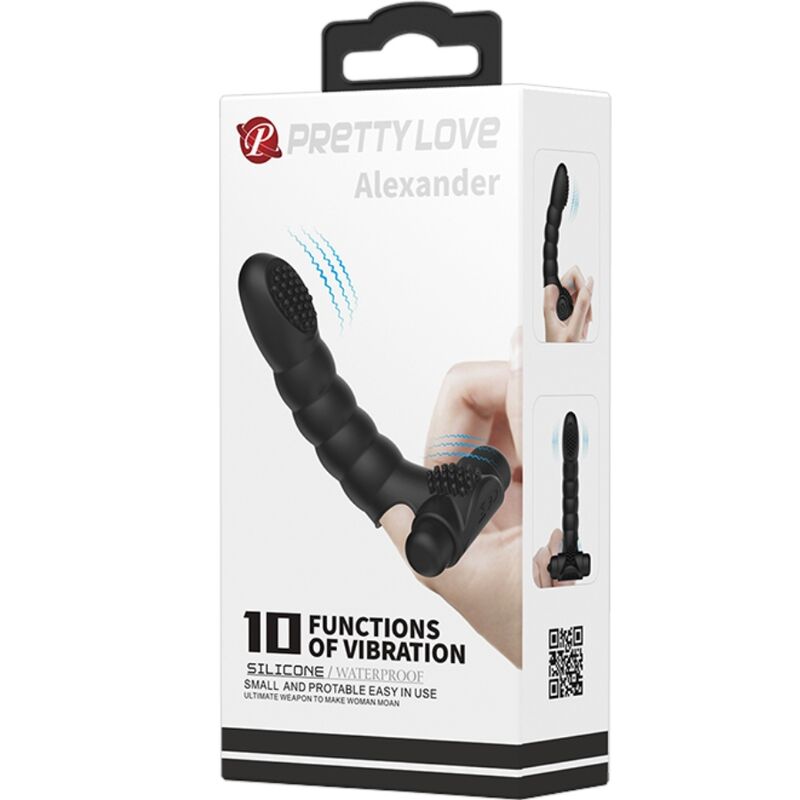 Pretty Love – Alexander, vibrator deget, 10 vibrații, negru