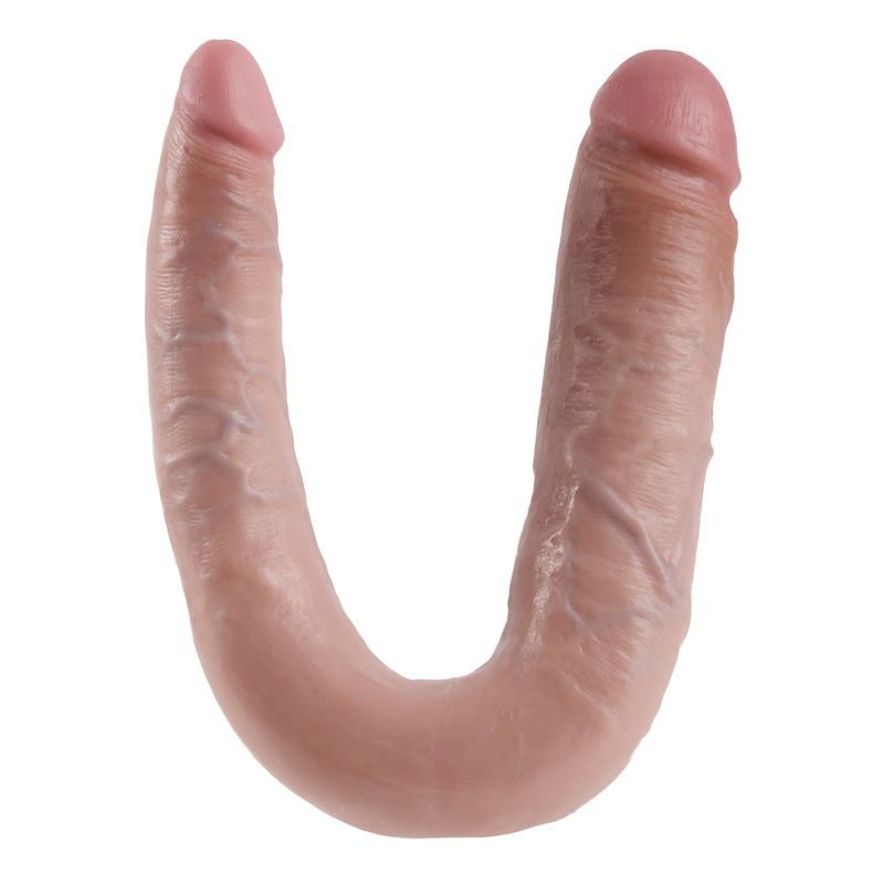 KING COCK - Dildo dublu mare în „U”, Flesh, 17,8 cm