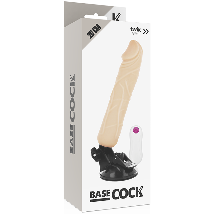 Basecock – Vibrator realist cu telecomandă, culoare carne, 20 cm Ø 4 cm