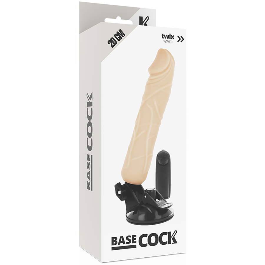 BASECOCK - Vibrator realist cu telecomandă culoare carne 20 cm Ø 4 cm