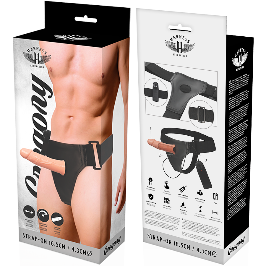 HARNESS ATTRACTION - Ham gol Gregory cu vibrator 16,5 cm Ø 4,3 cm